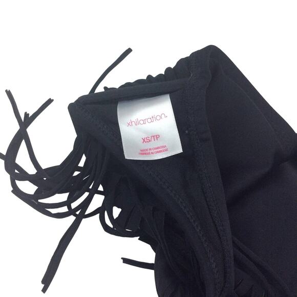 Black Bikini Top Fringe Strapless XS Xhilaration - Picture 3 of 4